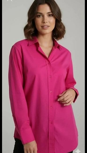 nike helanke roze: Ženska košulja – fuksija roze - Klasičan kroj sa kragnom i dugmadima — 1