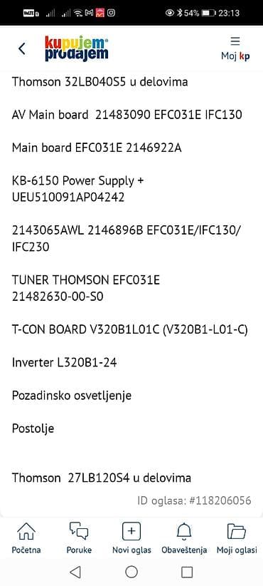 Thomson 32LB040S5 i 27LB120S4 – prodaja u delovima Dostupne