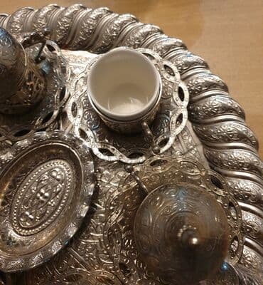 forma ideale ugaone garniture sa zicanim jezgrom: UNIKATNI SET SOLJICA RUCNA IZRADA,NERDJAJUCI CELIKUNITRASNJIST — 6