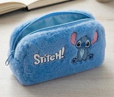 muški neseser: Plišana pernica/neseser Stitch – svetloplava - Materijal: mekani pliš — 1