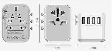 ugradne ploce: Univerzalni putni adapter sa USB portovima – TESSAN/XINNUO tip - — 5