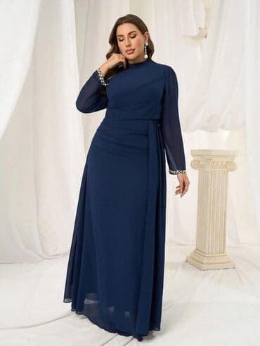 krzneni prsluci sa kapuljacom: XL (EU 42), color - Blue, Evening, Long sleeves — 1