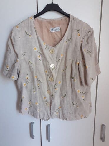 pantalone bez kaisa: M (EU 38), Floral, color - Beige — 1