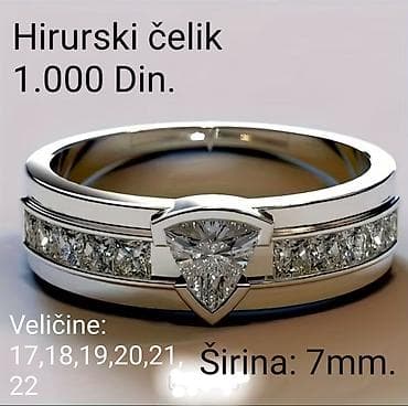 srebrni kais: Prsten od hirurškog čelika sa cirkonima - Materijal: hirurški čelik - — 1