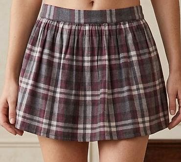 suknja i kosulja za svadbu: Pliširana mini suknja na kockice - Kroj: kratka mini dužina, široki — 1