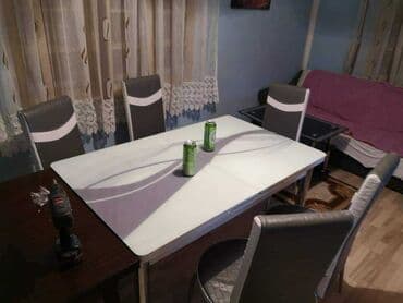 idea sto i stolice: Sto - 80cm Metal noge Ploca univer Staklo 4mm stolica - metal - eko — 3