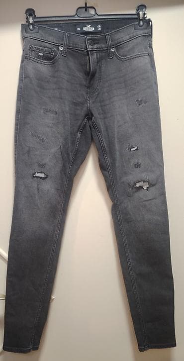 pull and bear muski dzemperi: Hollister muške farmerke – sivi izbledeli denim sa „distressed” — 1