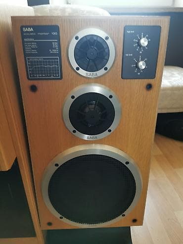 veliki zvucnici: SABA hi‑fi komponentni sistem sa namenskim drvenim stalkom i velikim — 5