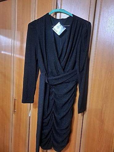 Haljina crna dugih rukava na V izraz NOVA svecana, elegantna! Vrlo