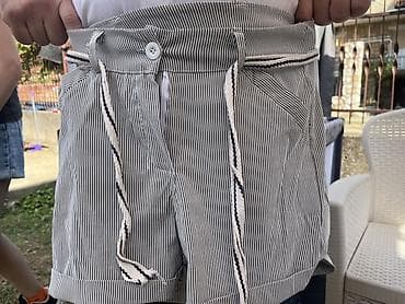 ltb jeans: Prugaste ženske šorts bermude sa visokim strukom. Svetlo-sive i bele — 1