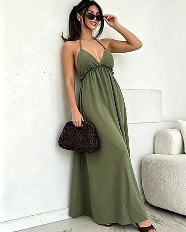 modus haljine: Duga letnja haljina na pertlanje,lepršav A-kroj sa blago naborenom — 6