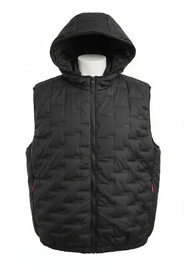 torbica muska: Muški prsluk sa kapuljačom – crni, prošiven - Topao, lagan i — 3