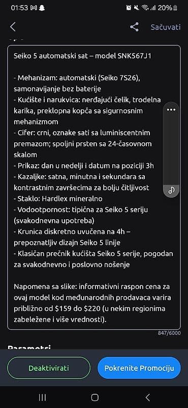 Handbags: Seiko 5 automatski sat – model SNK567J1 - Mehanizam: automatski Seiko — 4
