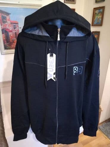pantalone za punije: Novi muski pamucni duks sa kapuljacom u velikom broju Benx 5XL Crni — 1