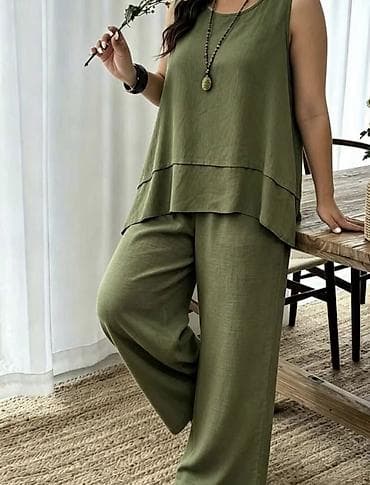 Kompleti: Komplet tunika siroka bez rukava i široke pantalone. - Model — 4
