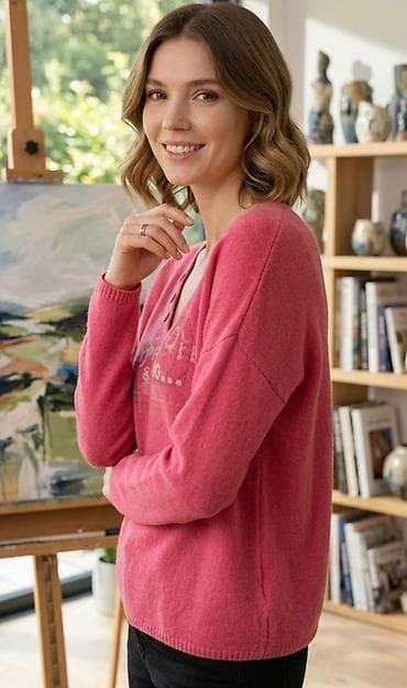 g shock beli: Ženski džemper – ružičasti, meki pleteni model - Boja: intenzivna — 1