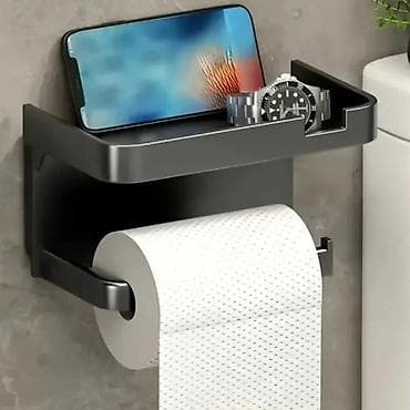 police za zid: Držač toalet papira sa policom za telefon - Zidni nosač sa — 1