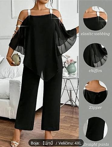 luna kompleti 2023: Elegantni dvodelni komplet – crni - Gornji deo: lepršava tunika od — 3