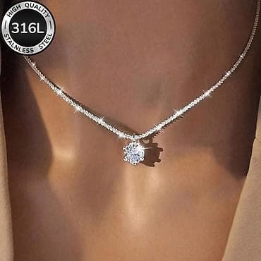air force dior cena: Elegantna ogrlica sa sjajnim priveškom - Materijal: nerđajući čelik — 4