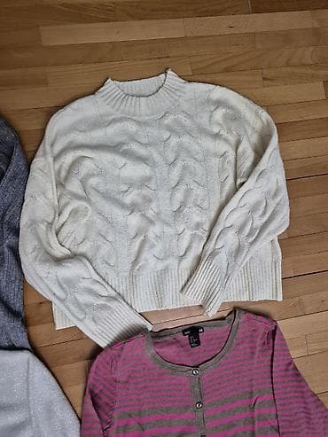 obuca ruma: Ženski džemperi i kardigan – set od 4 komada - Sivi rebrasti džemper — 4