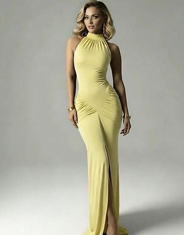 Lične stvari: 🔥🔥Elegantna duga haljina sa visokim izrezom - Kroj: uska silueta koja — 3