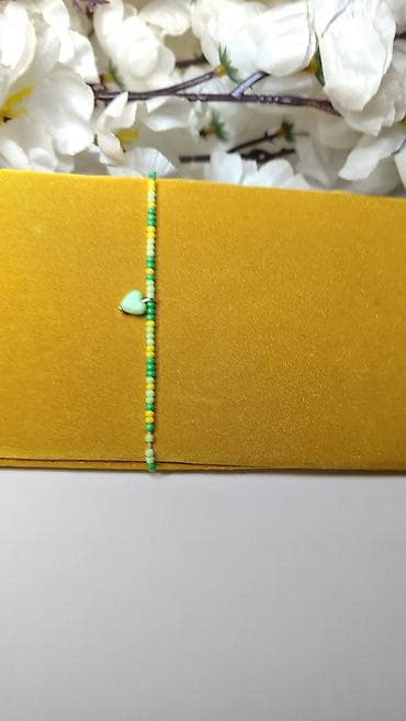 markirani nakit: Narukvica od sitnih perlica – zeleno/žuto/belo - Ručno nizane mini — 1