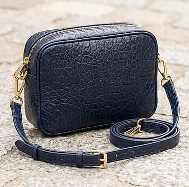 Ženska torba preko ramena – tamnoplava, krokodil tekstura -