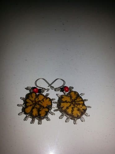 srebrne mindjuse uz uvo: Earrings set, Material: Wood — 1