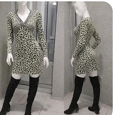 zara man parfemi: Haljina sa dezenom životinjskog printa, dugih rukava i V-izrezom — 1