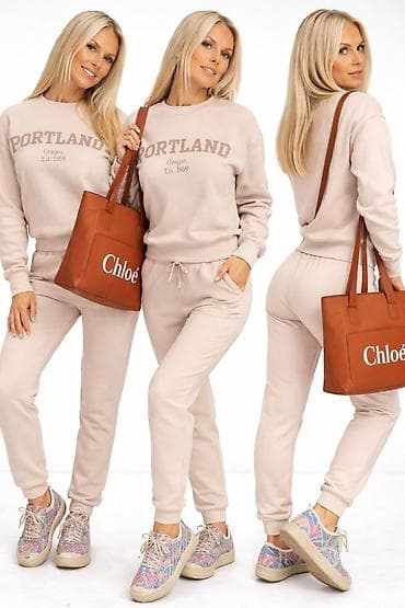 papuce pluta: Komplet trenerke za žene – duks i donji deo - Boja: svetlo bež/nude - — 1