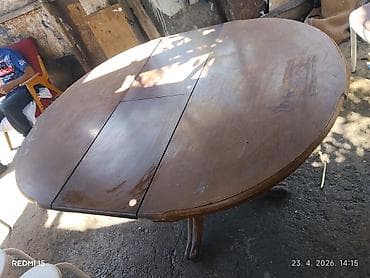 okrugli stolovi na razvlačenje: Okrugli drveni trpezarijski sto na razvlačenje - Materijal: puno — 3