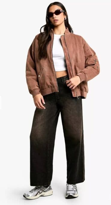 Ženska bomber jakna XL-XXL u boji terakote dužina 66 cm po.pazuh pazh