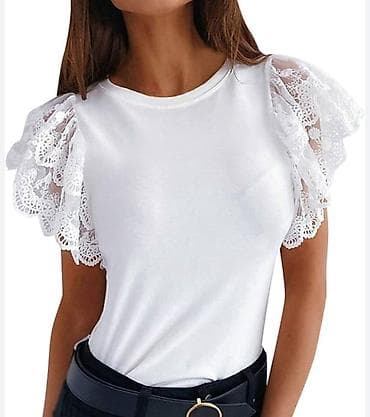 prsluk s: Elegantna ženska kombinacija – bela majica sa čipkastim rukavima + — 1
