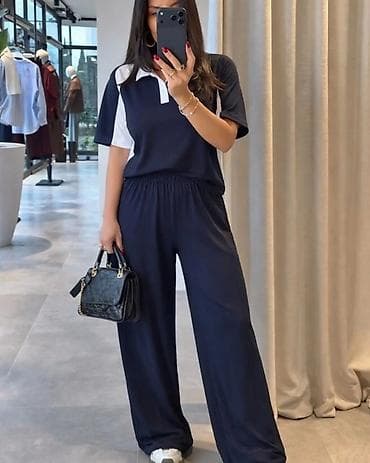 ugg na platformu: Dvorski ženski komplet – polo majica + široke pantalone - Dvodijelni — 1