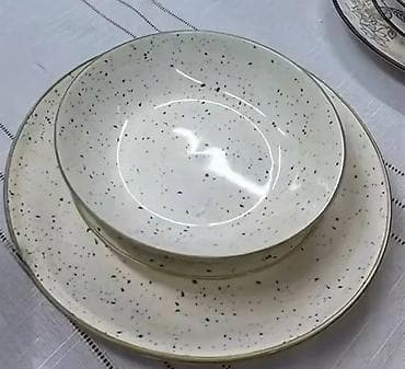 kanta za mleko: Set tanjira i činija – porcelan/keramika, 3 dela po mestu - Dizajn — 2