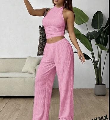 nakit za struk: Ženski komplet – top bez rukava + široke pantalone. - Top: pripijena — 5