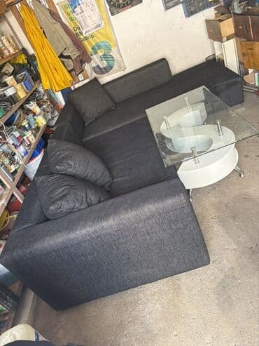 komode za dnevni boravak sa kaminom: Ugaona garnitura u tamno sivoj boji, sa uključenim jastucima — 3