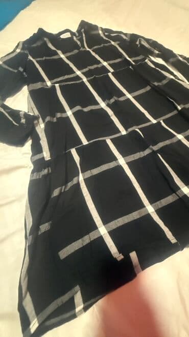 pamucne tunike: Ženska tunika/haljina JANINA - Boja: crna sa velikim belim kariranim — 4