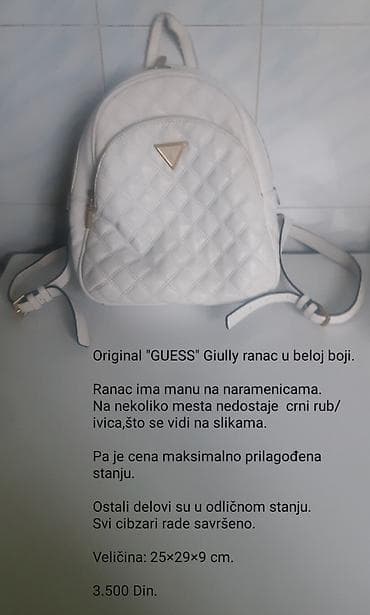 chanel mindjuse cena: Original Guess Giully ranac – bela boja. - Materijal: veštačka koža — 1