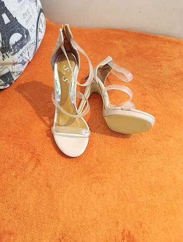 obuca za svadbu: Elegantne ženske sandale na štiklu - Boja: puder/bez sa providnim PVC — 2