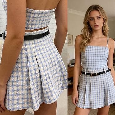 obuca as: 🔥Mini suknja sa faltama i kariranim (tweed/bouclé) dezenom
✅2300 din — 1