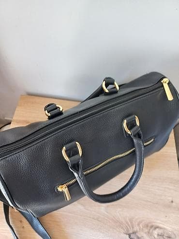 lv kais muski: Crna kožna torba – elegantan „bowling/duffle“ model - Materijal: crna — 3