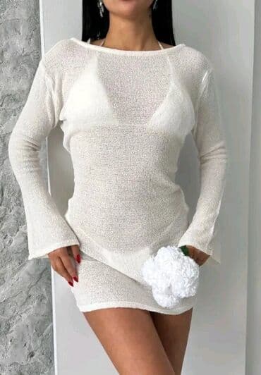 boho haljine 2023: One size, bоја - Bela, Dugih rukava — 1