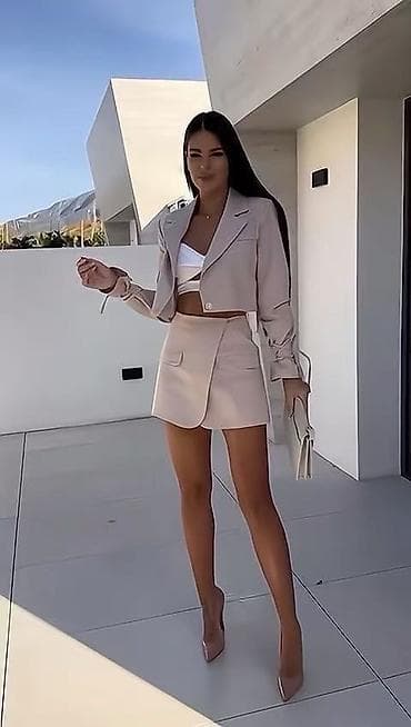 tople pantalone: 🔥Top ženski komplet – krojeni kratki sako i šorts/mini suknja ✅3000 — 10