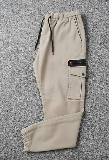 Majice: Muške cargo jogger pantalone – bež - Materijal: prijatan, lagan pamuk — 2