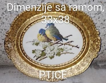 cigara na ulje: Ručni vez u dekorativnim zlatnim ovalnim ramovima – više motiva: - — 7