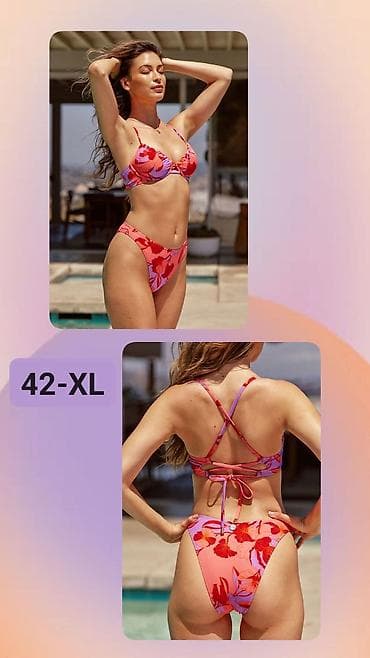 crveno roze kombinacije: Ženski dvodelni kupaći kostim – veličina 42-XL - Model: bikini sa — 1