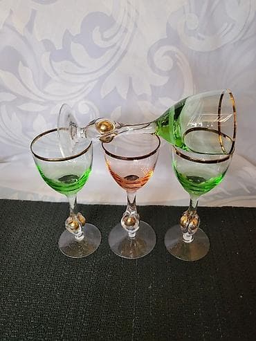 cehoslovacka: Casice Bohemija,kristal,rucni rad 1950g +,za zestoko pice. Casice za — 3