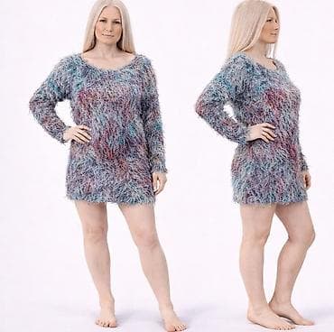 polo kosulja: Ženski pleteni džemper-tunika sa dugim resama - Model: duža — 2