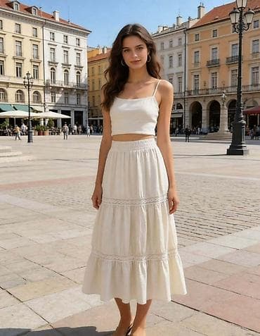 bozicni dzemperi c a: Suknja sa volanima i čipkanim detaljima midi dužina A kroj,višeslojni — 2